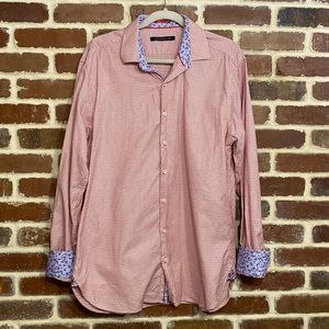 Hammer Made red pattern button down shirt size 16.5